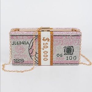 ✨HP✨Y2K pink clutch money bag with chain shoulder strap